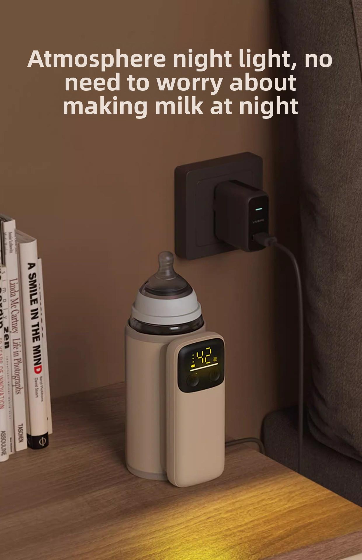 Baby bottle insulation cover with battery storage, portable for outdoor use, waterless heating, wireless constant temperature, rechargeable milk warmer