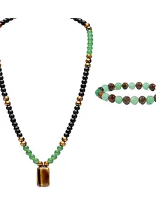 Carnelian Pendant Necklace Bracelet Set, Retro Layered Jewelry, Money Attraction, Aventurine & Carnelian Crystal, Ideal Gift
