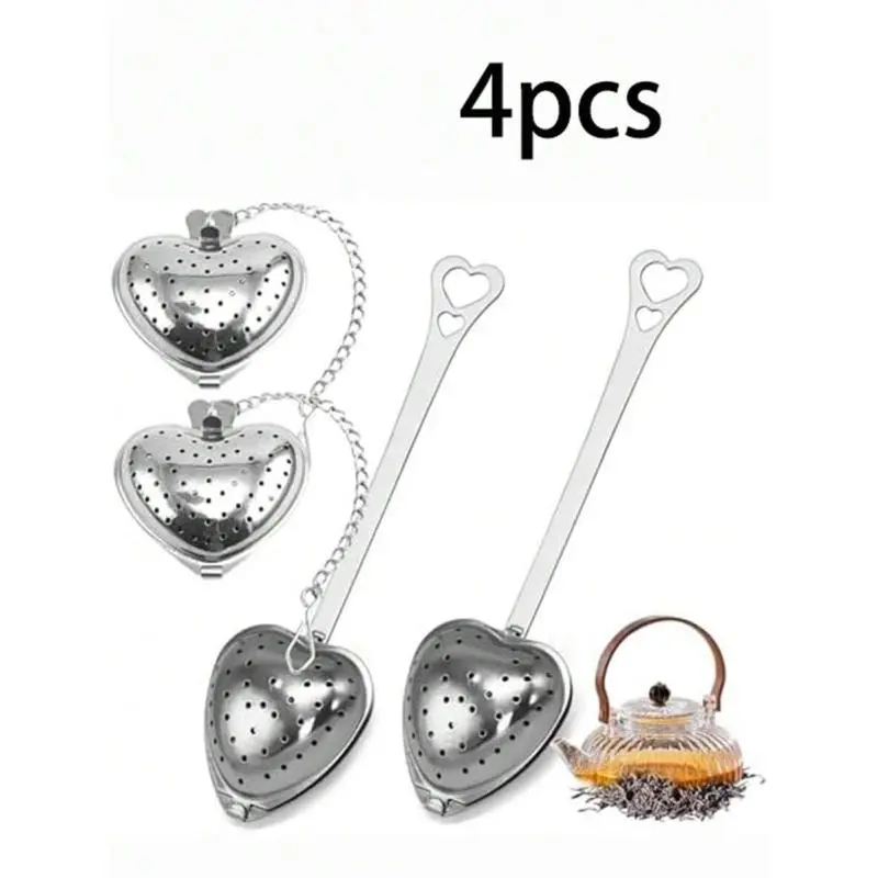 Stainless Steel Heart Shaped Tea Infuser, Long Handle Tea Strainer, Tea Infuser for Brewing Loose Leaf Tea, Kitchen and Dining Room Essential