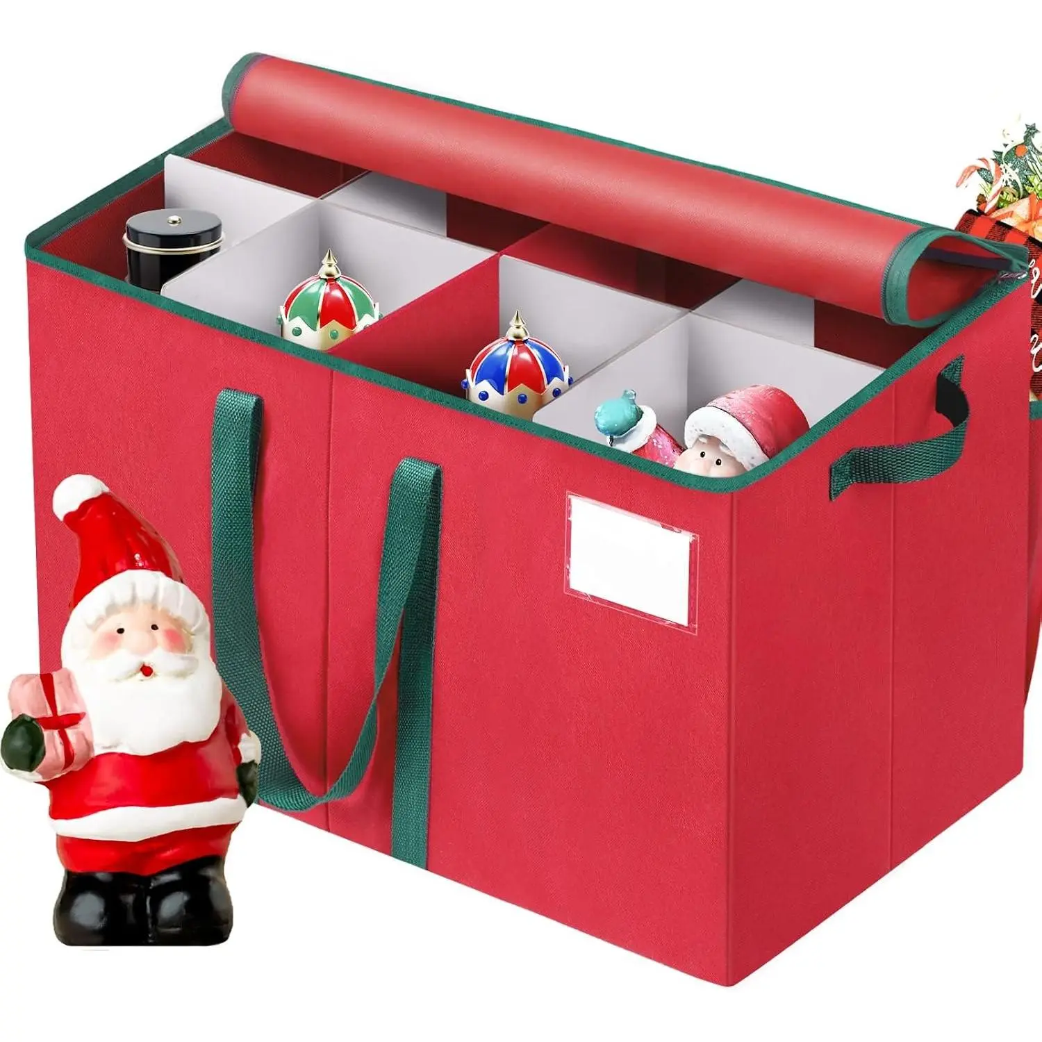 EverMerry Nutcracker Storage Containers and Figurine Collectibles Storage Box， Large Ornament Storage Organizer Stores Up to 8 Holiday Christmas Nutcrackers Figurines-Carolers Ornaments Red/15 Inches