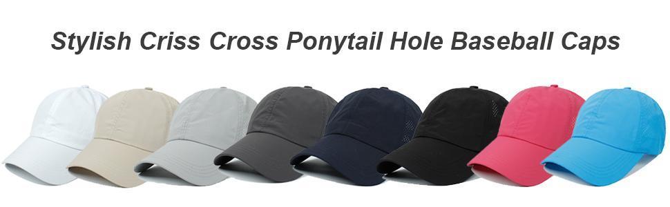 Versatile Women's Criss Cross Ponytail Baseball Cap - Adjustable Quick-Drying Hat for Messy Buns, Perfect for Sports, Outdoor Activities & Casual Wear