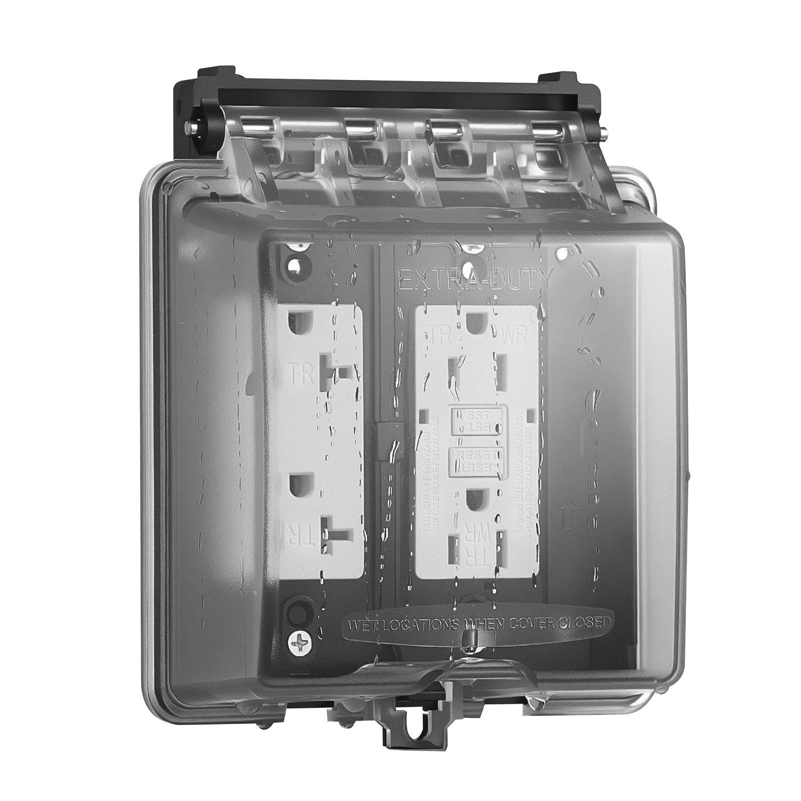 VEVOR Outdoor Outlet Cover, 2-Gang Weatherproof Electrical Outlet Cover with Lockable Design, High-Strength PC Material, 12-in-1 Outside Receptacle Socket, Horizontal/Vertical for Easy Installation