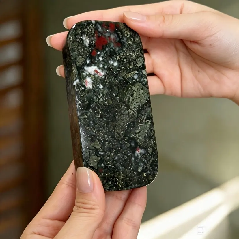 Solid Natural Chicken Blood Stone Paperweight, Polished Smooth Texture, Multiple Colors, Handcrafted, Desktop Decor for Home Office