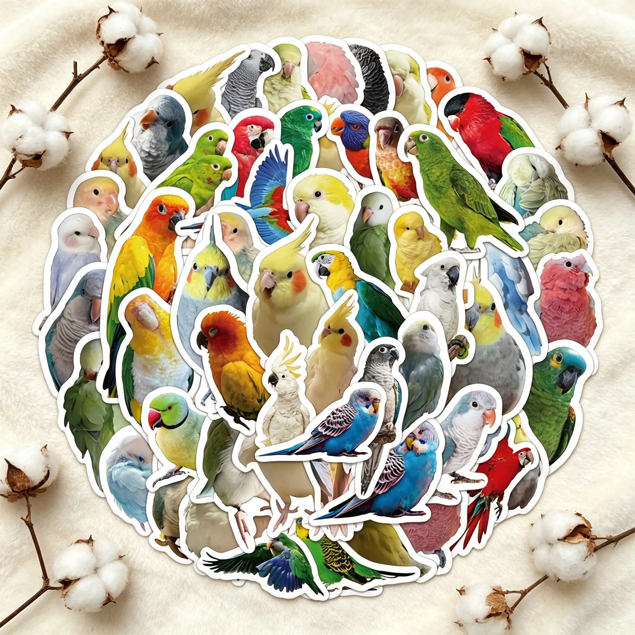 100pcs Realistic Parrot Stickers, Cute Bird Decals for Phone Cases, Desktop Accessories, Self-Adhesive Art for Tablets, High-Quality Design
