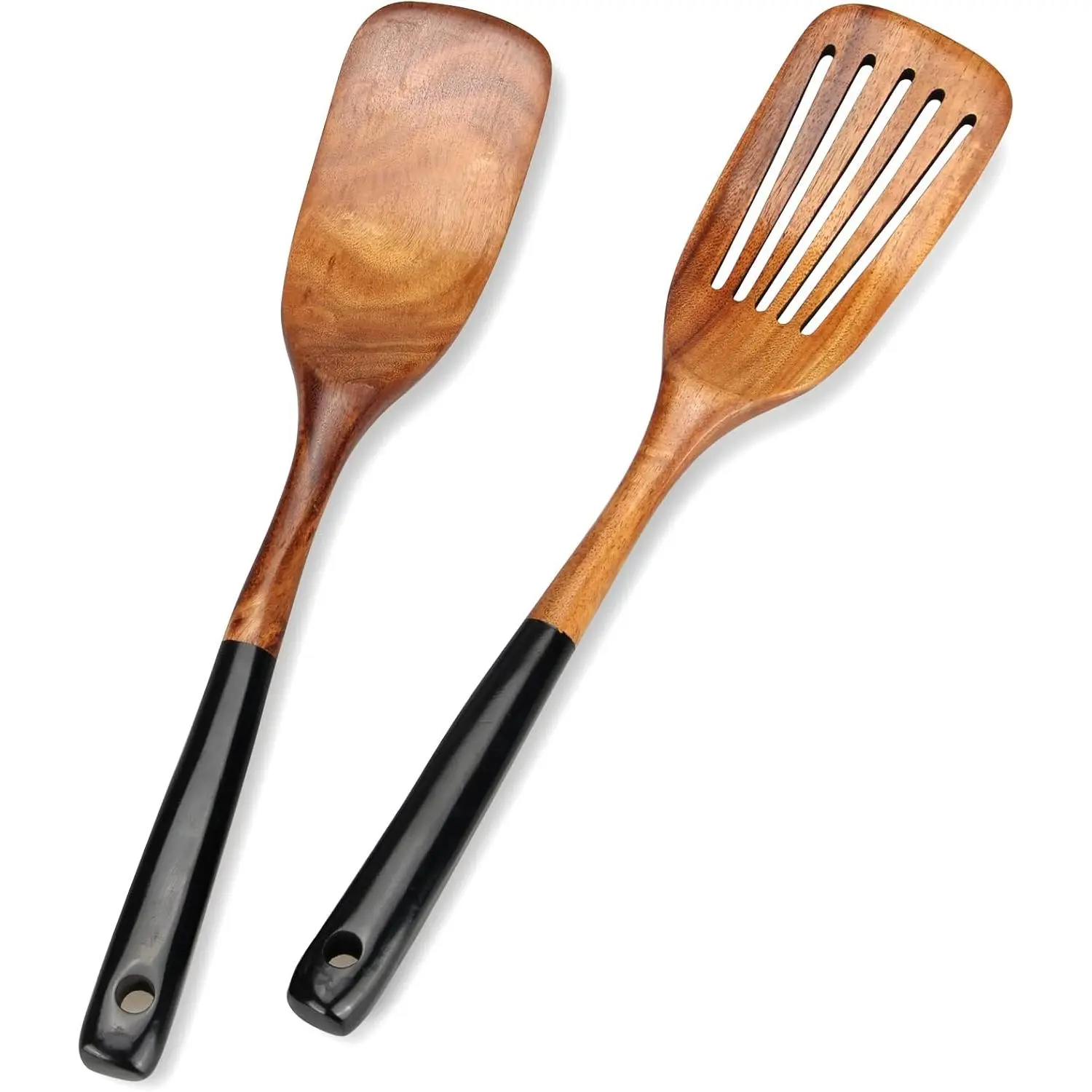 Wooden Spatula Set for Cooking Spoon Non  Teak Kitchen Utensils Turner | Flat  Wok Spatula  Spoon for Cooking Utensil Set Spurtle Scraper Slotted Pancake Turner Fish Egg Flipper Spatulas