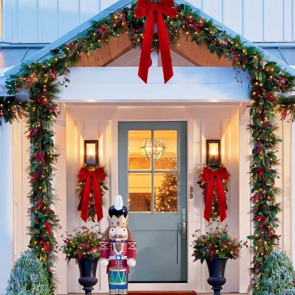 12pcs Velvet Bows Red Christmas Ribbon Bows For Xmas Home Decor Tree Wreaths Gift Wrapping DIY Crafts Festive Winter