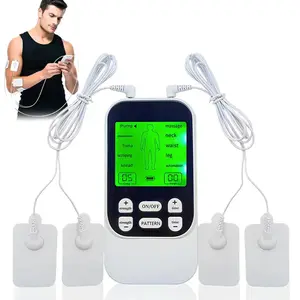 Dual Channel TENS EMS Muscle Stimulator Massage Device - 10 Modes, 30 Intensity Levels, 4 Electrode Pads (4 Pieces), Compact Rechargeable for Back, Neck Pain Relief, Massage Device (4 Pieces).
