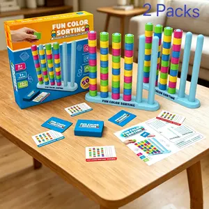 Color Stack Fast Challenge Puzzle Game, Fun Logic Brain Teaser for Teens & Adults, Family Party Game with 50 Challenge Cards