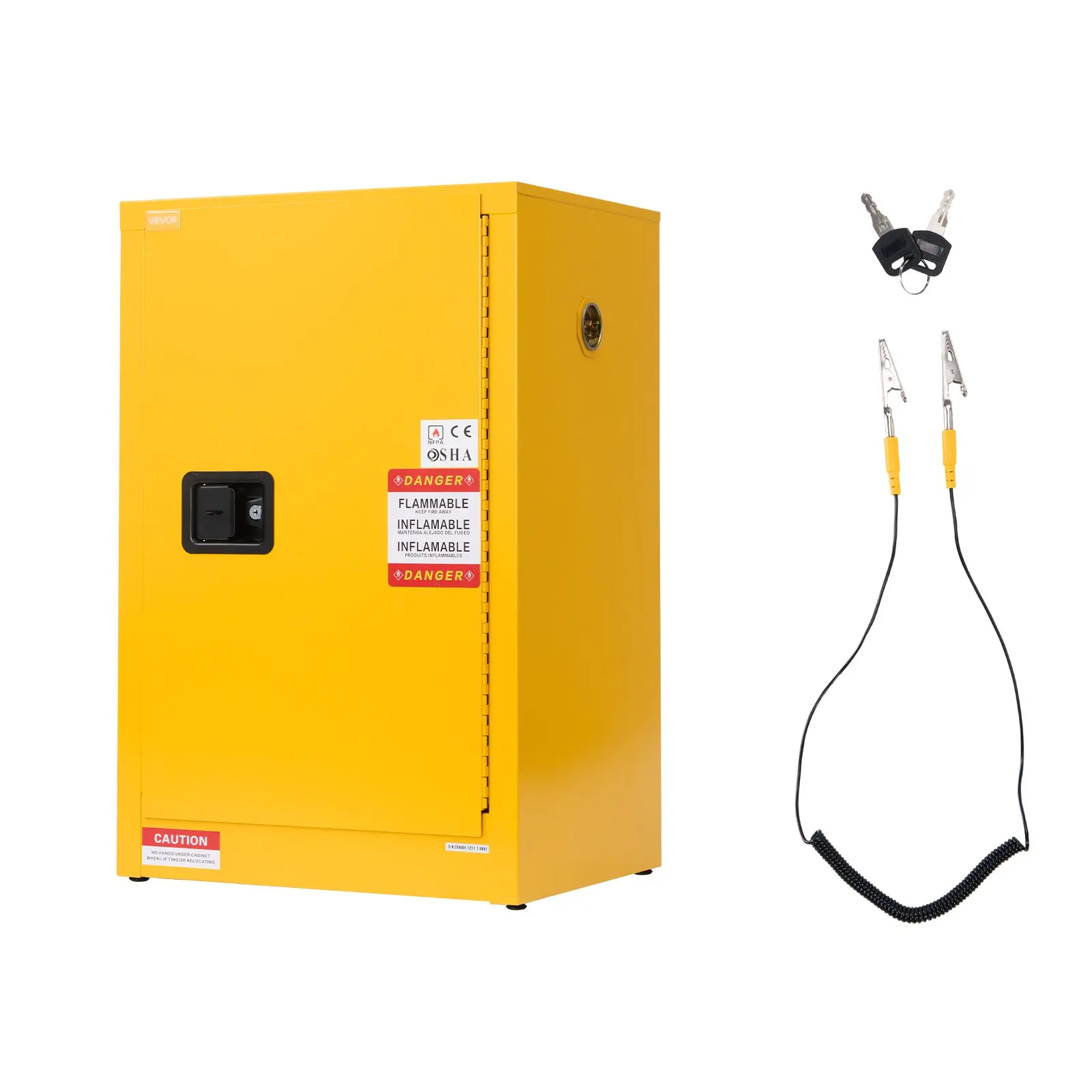 VEVOR Flammable Cabinet, 23.2x 18.1x 35.4 Inch, 13 Gallon Flammable Storage Cabinet with Adjustable Shelf, Cold-Rolled and Galvanized Steel Fire Cabinets, for Commercial Industrial Home Use, Yellow