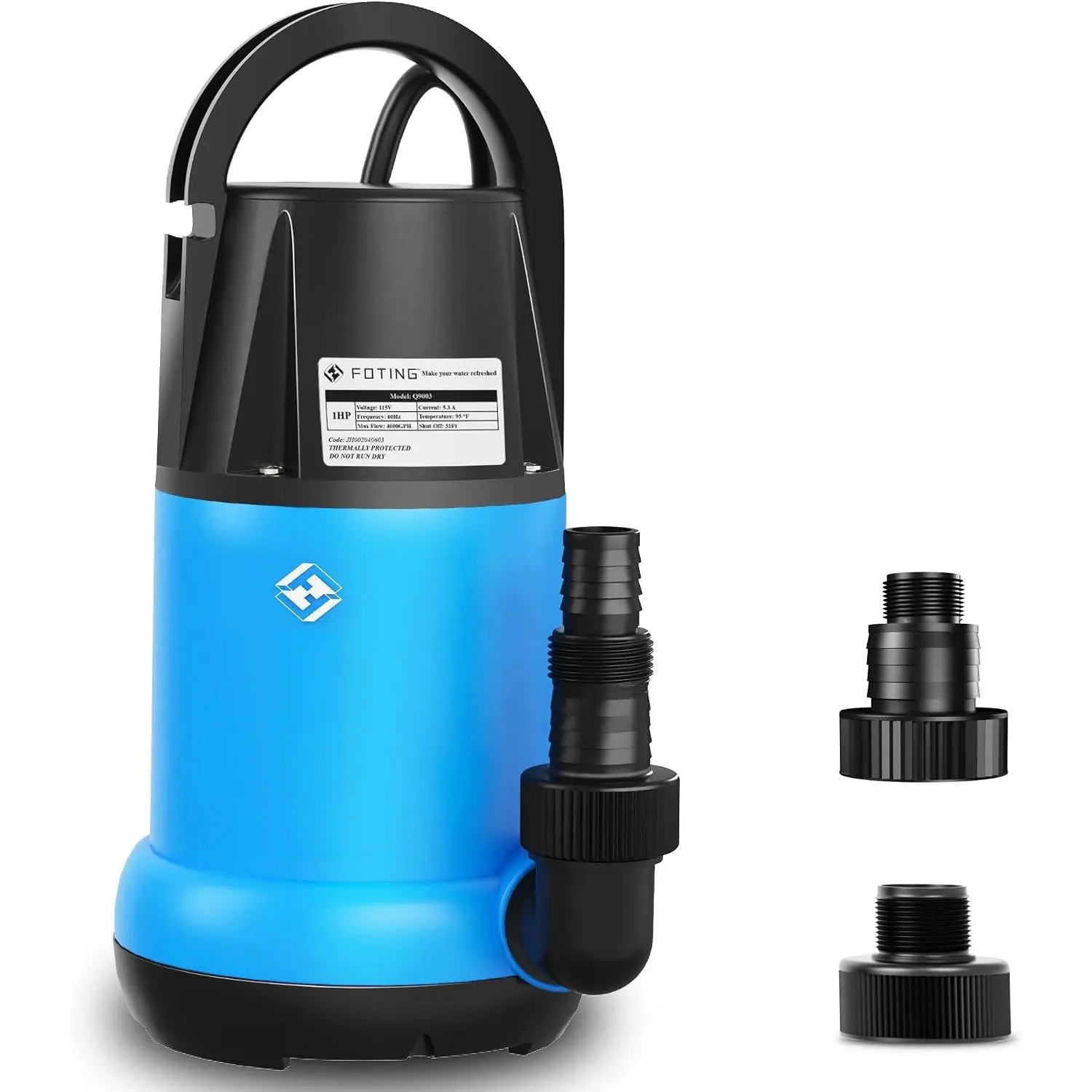 Sump Pump 1HP Clean/Dirty Submersible Water Pump,4600GPH Utility Pump Thermoplastic Electric Portable Transfer Water Pump for Swimming Pool Pond Basement with 10ft Power Cord,Manual
