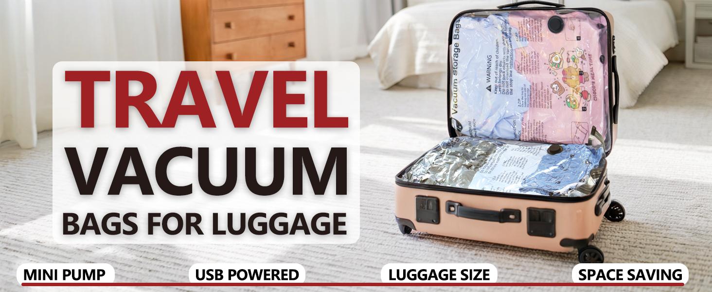 Vacuum Bags for Travel with Rechargeable Pump, 8 Combo (2L/3M/3S) Compression Packing Seal Bags for Luggage Suitcase, Space Saver for Clothing and Clothes Storage Travel