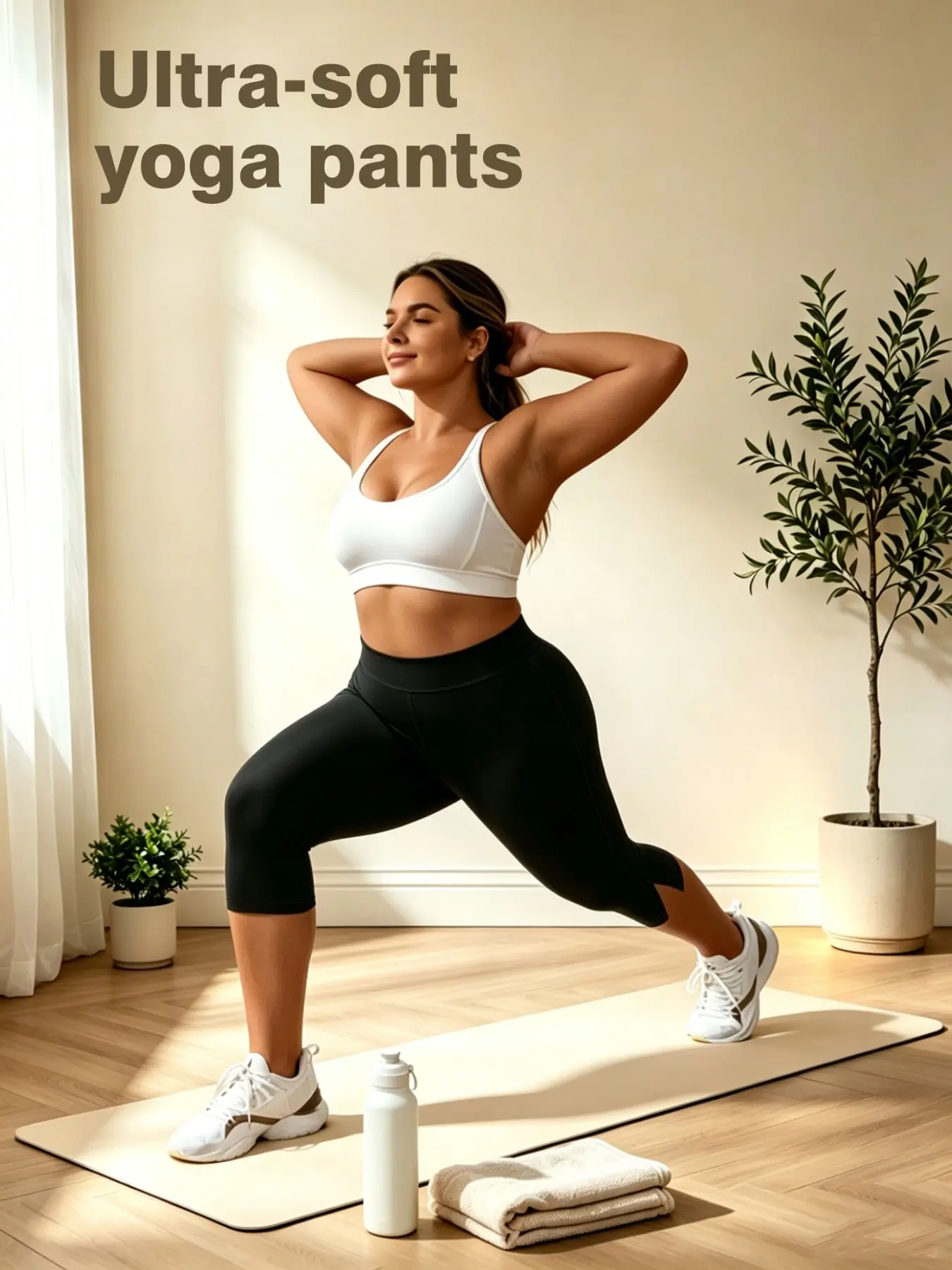 Plus-Size High-Waisted Cropped Yoga Pants | Women's Stretch Side-Slit Fitness Cropped Pants | Butt-Lifting Workout Leggings | Perfect for Yoga, Running, Cycling, and the Gym | Summer Yoga Pants