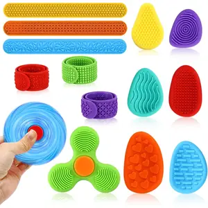 14Pcs Silicone SensoryToys,Quiet Fidget Toys for Kids and Adults,Worry Stones &Fidgets Spinner &Slap Bracelets for Anxiety,Easter Eggs Fillers,Prizes in Bulk for School and Classroom,Birthday Giftsfidget toys