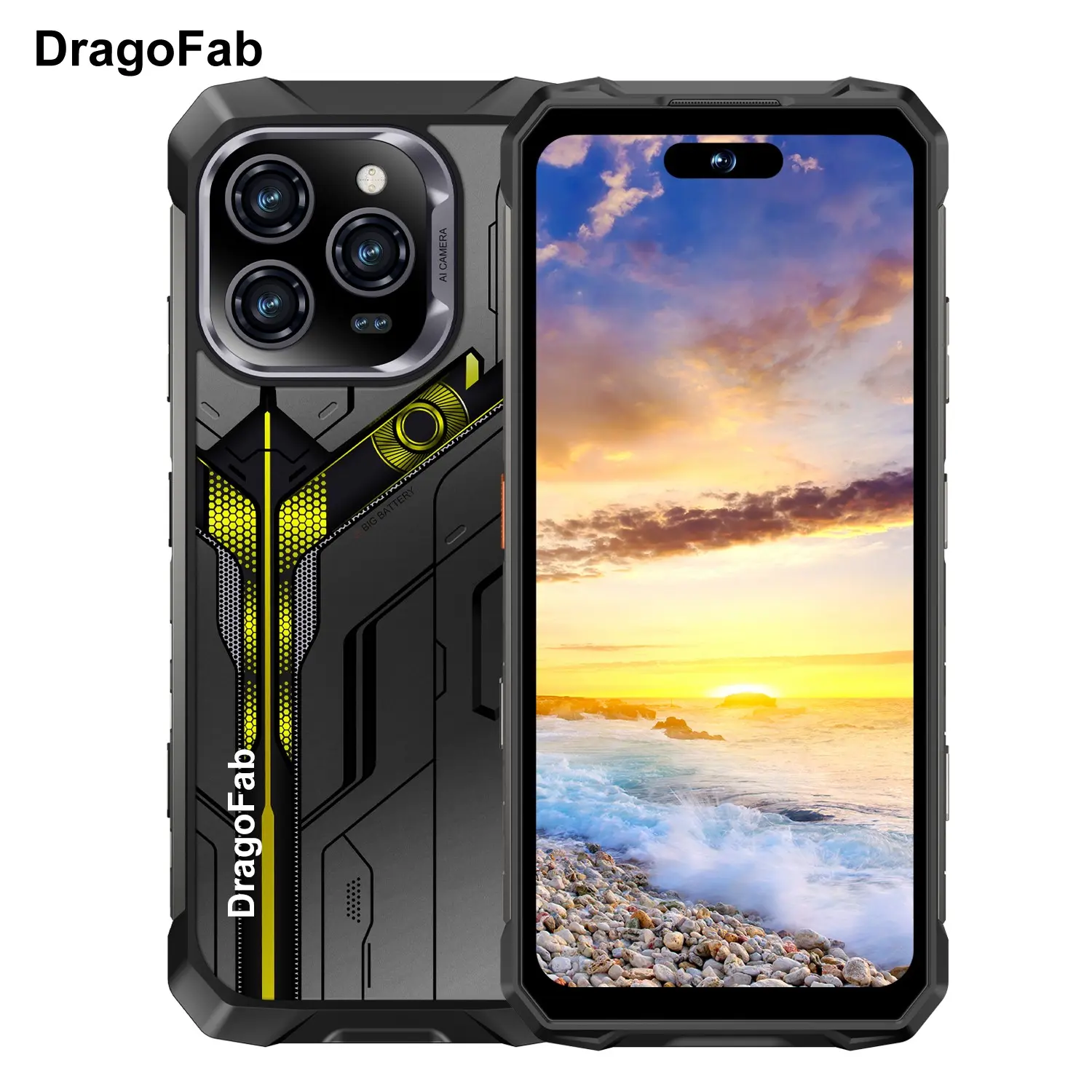 Dragofab-Titan X Rugged 4g Smartphone, 7500mah Battery, 8+128GB Storage, Octa Core, Android 14, Waterproof, Unlocked, 2 Sim Slots, Outdoor Phone