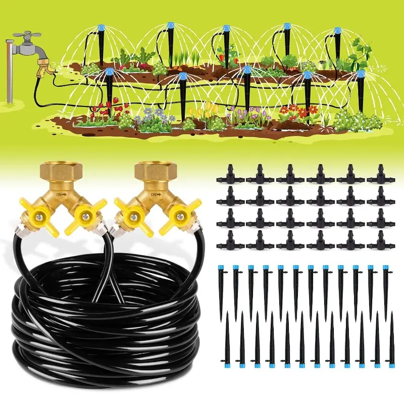 100ft Automatic Drip Irrigation Kit Pack - 8x5mm Blank Drip Tubing DIY Set, Outdoor Garden Accessories, Watering Kits for Garden Greenhouse Home Improvement Watering Equipment