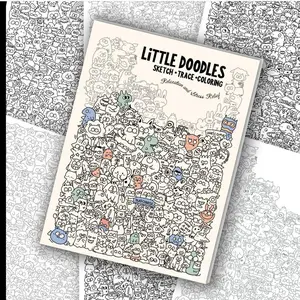 Little Doodles Coloring & Tracing Book, A4 Cute Pattern Sketch Book, Stress Relief Drawing Practice Book for Relaxation, Concentration & Hand-Drawn Creations, Illustrated Activity Book, Perfect for Kids & Adults