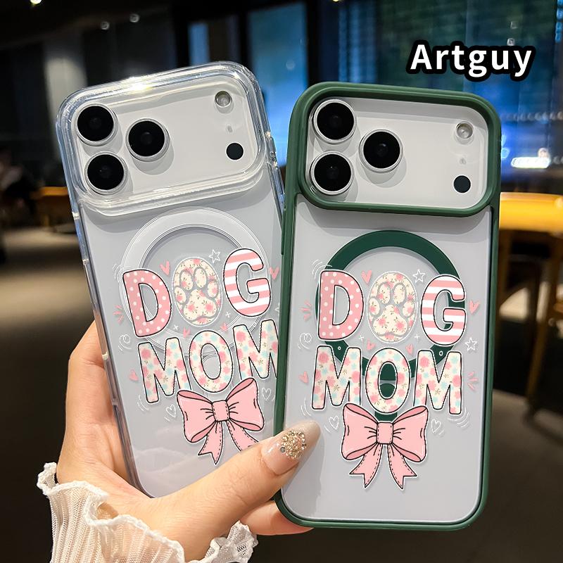 Clear Magnetic Phone Case for iPhone 17 16  Pro Max Plus 15 14 13 12 11 Air E Dog Mom Love  Hard Acrylic Back Soft Edge Four Corners Bumper Shockproof Cover Shell Gift