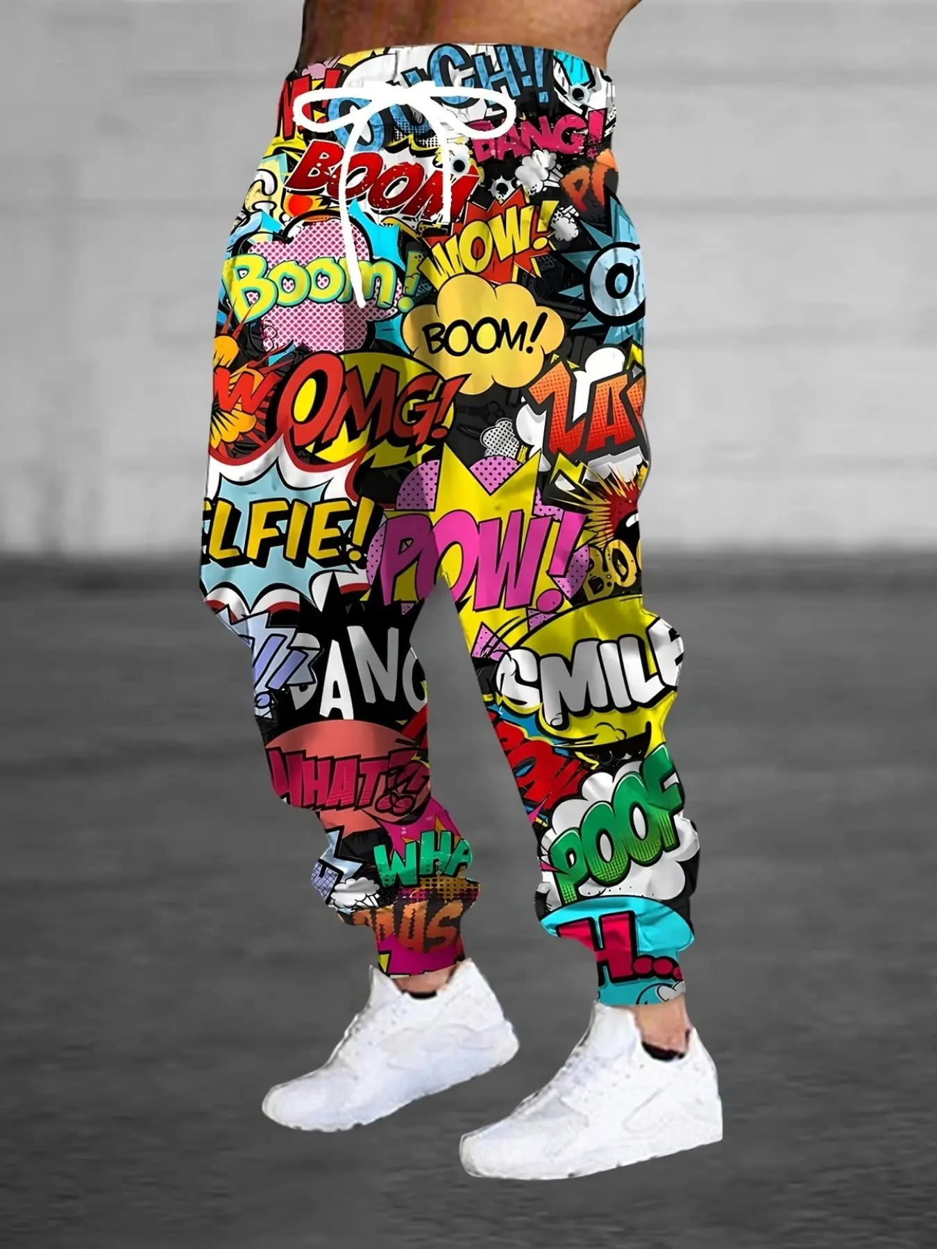 Men's 3D Anime Print Drawstring Pants with Pockets, Casual Fitted Long Pants, All-Over Geometric Pattern, Comfortable Polyester Sportswear, Knitted Sports Pants