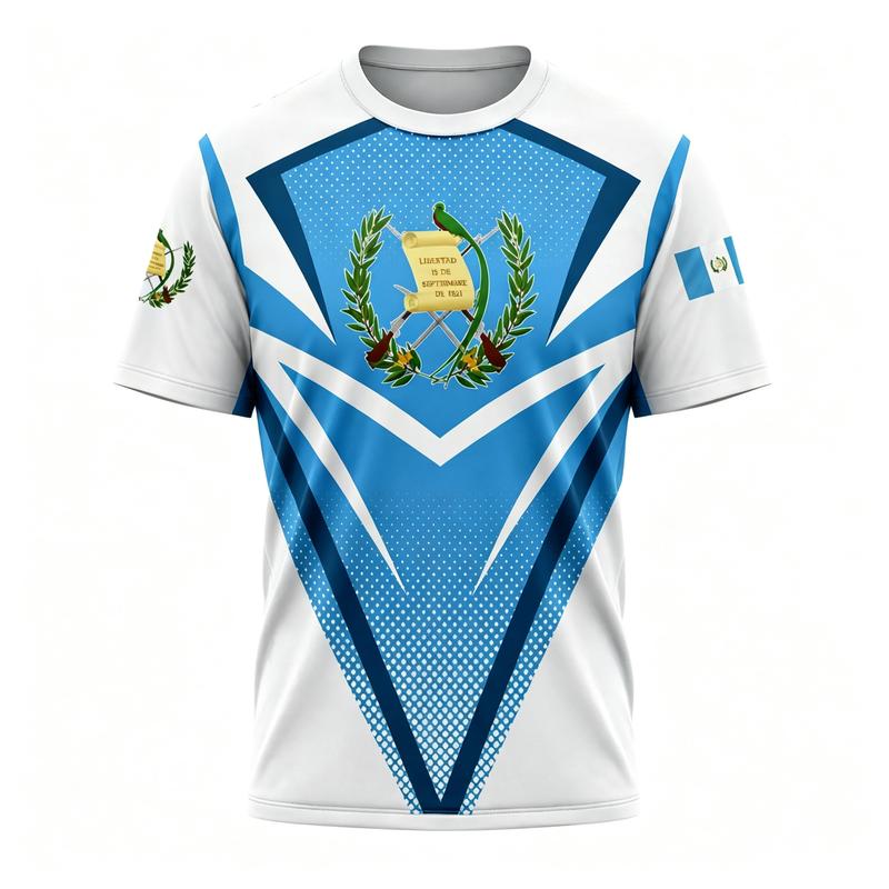 Men's Breathable Guatemala Soccer Jersey Top - Short-Sleeve Sports Tee, Multi-Size Football Apparel, Guatemalan Fan Gift Jersey Top, Breathable Sports Jersey, Jersey Tops