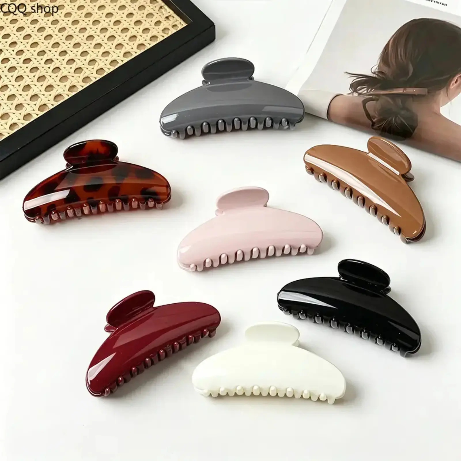 7PC French Hair Claw Clips Classic Half Moon Jaw Clamps Glossy Crescent Hair Accessories for Women Thick Hair