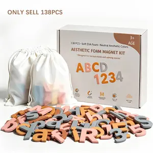 138pcs Macaron Color Magnetic Letter Stickers, Educational Toy for Kids Learning Spelling, Improves Language Skills, Includes Storage Box