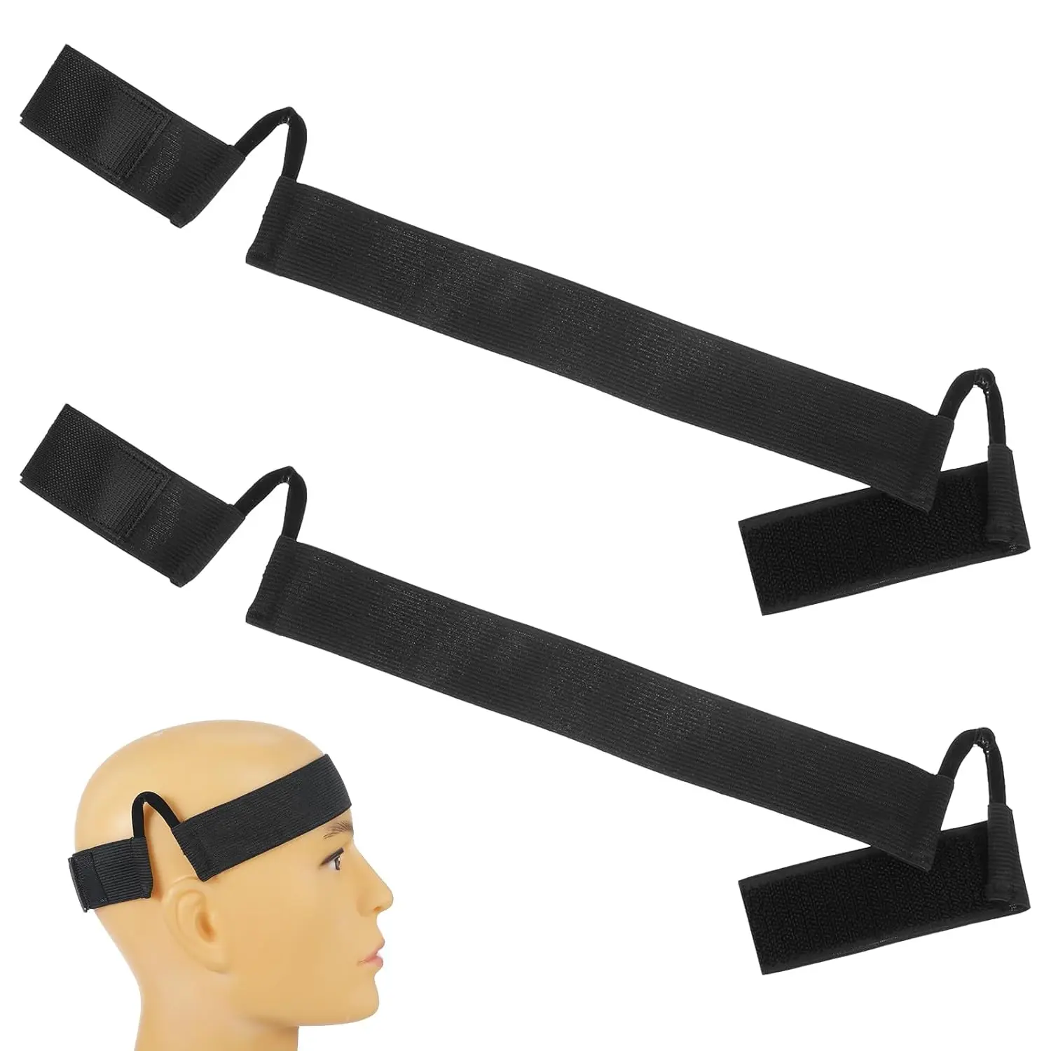 2 count Wig Band for Lace Front Black Lace Bands for Wigs No Slip Wig Bands Adjustable Elastic Lace Bands for Wigs Wig Band with Ear Cut Outs Comfortable Lace Melting Band