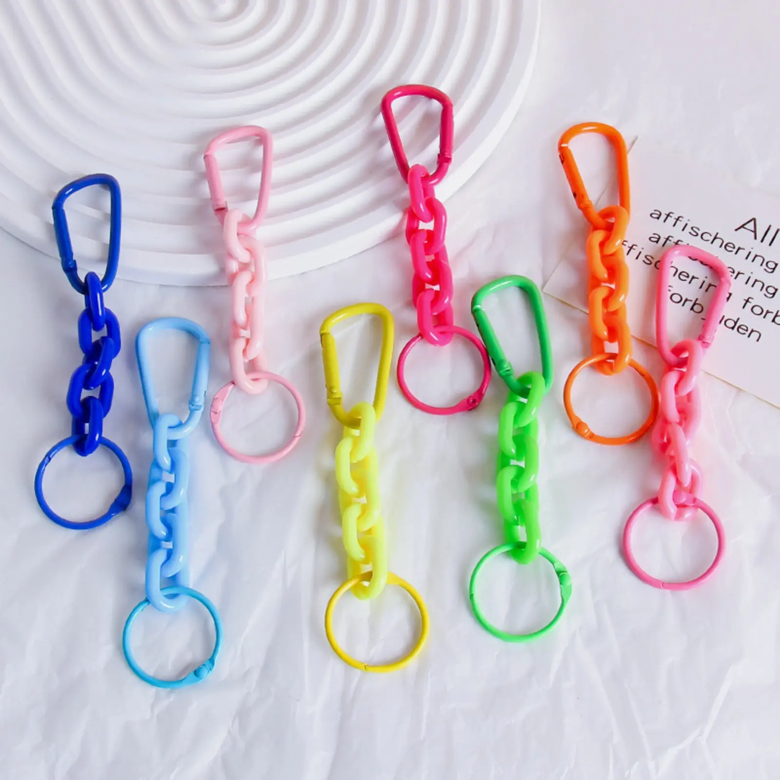 Candy Color Acrylic Chain Keychains, Mini Carabiner Spring Ring Key Chains, Colorful Plastic Chain Strap, DIY Connector Accessories for Bag Charms Purse Decor Handmade Crafts