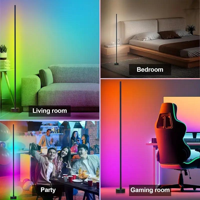 RGB Corner Floor Light, APP Control Color Changing Corner Light, Music Sync Modern Floor Light, Ambient Light for Living Room, Bedroom, Game Room, Smart, Smart Lamp