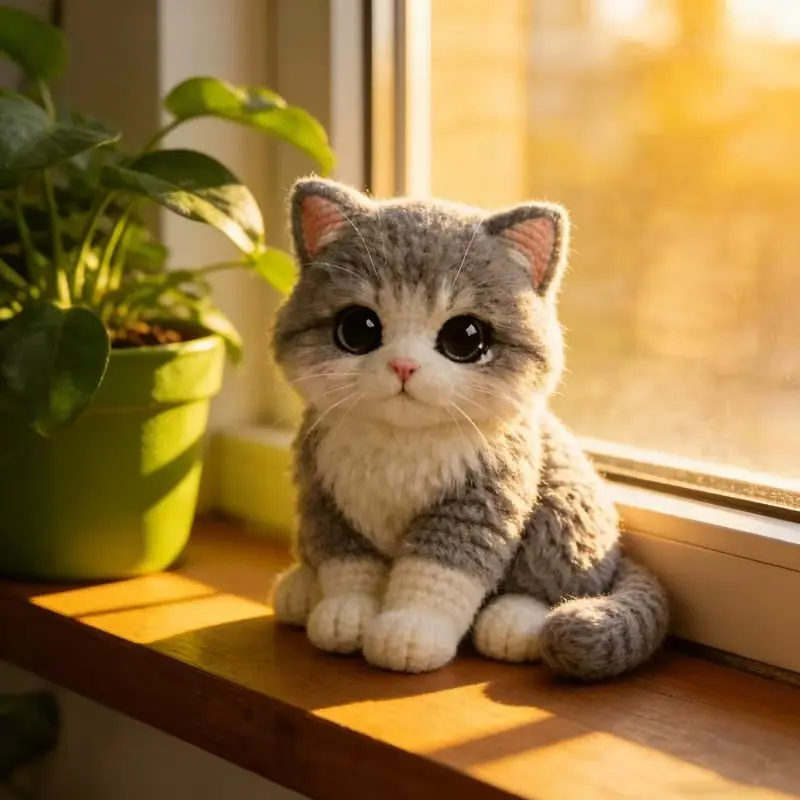 DIY Crochet Cat Amigurumi Kit, Beginner-Friendly Yarn Craft Set, Includes Tutorial, Perfect Gift for Crafting Enthusiasts, Crochet Items