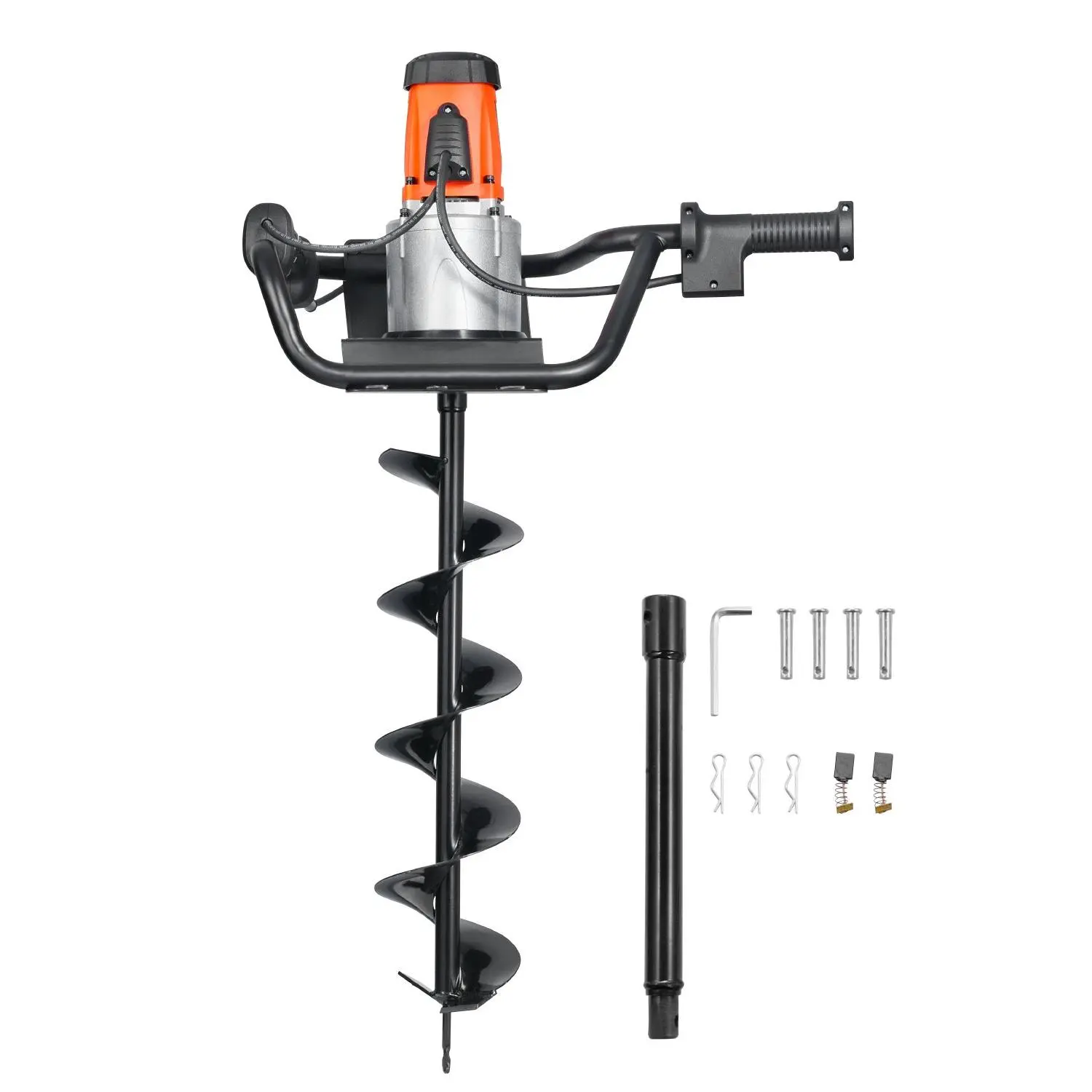【DealsForYouDays】VEVOR Electric Post Hole Digger, 5.71 in Auger Bit with 1500W Powerful Motor, 140 RPM Alloy Steel Earth Auger Drill Bit with 10.24 in Extension Rod, for Post Hole Digging, Drilling Tree Planting