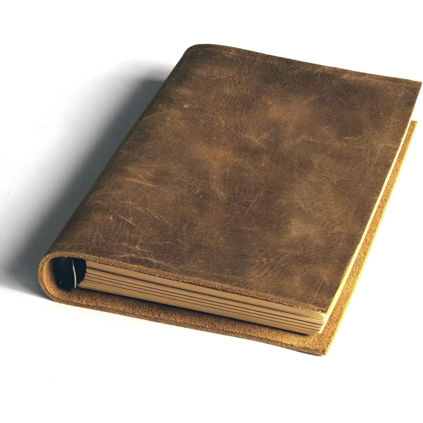 Fishkonw A6  Leather Journal Notebook,Small 6 Ring Refillable Leather Binder Notebook Travel Journal for Women&Men