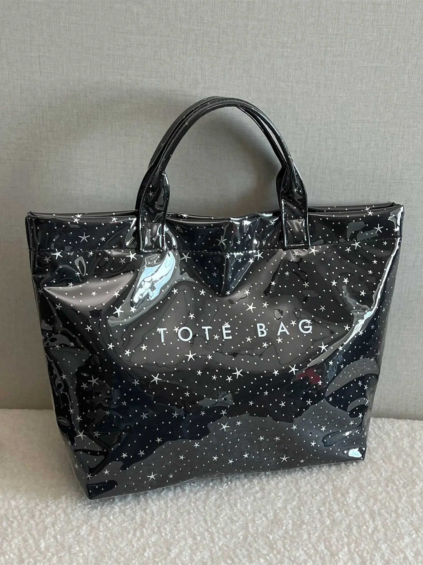 Large Capacity PVC Waterproof Versatile Tote Bag, Star Pattern Handbag, Casual Design, All Seasons, Perfect for Short Trips