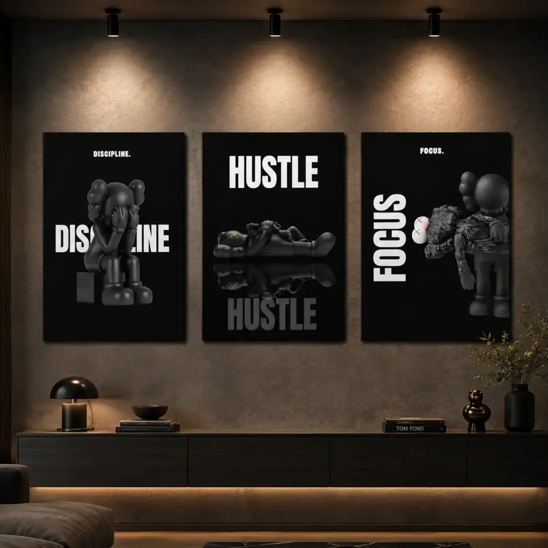 Set of 3 Black Motivational Canvas Wall Art Prints, Hypebeast Black Man Poster, Modern Streetwear Room Decor, Inspirational Quote Artwork, Waterproof Canvas Decor for Bedroom Dorm Office Man Cave, Gift for Men Teens, Urban Home Wall Decoration