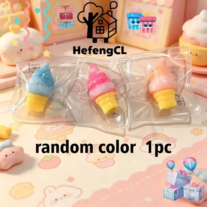 1/2/3 pcs Cone-Shaped Ice Cream Squeeze Toys, Soft Slow-Rebound Stress-Relief Slow Rising Mochi Squishy Fidgets, Snack-Themed Party Favors and Dress-Up Toys for Boys and Girls