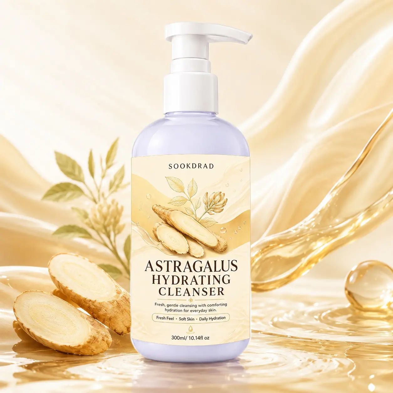 Astragalus Hydrating Cleanser, contains astragalus, gentle cleansing, daily hydration, fresh feel, soft skin, face cleanser, everyday use, 300ml/10.14fl oz