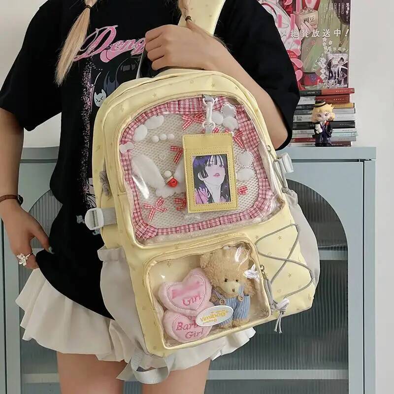 New Y2K Cute Ita Backpack Large Capacity Commute Rucksack Girl Transparent DIY Display Knapsack Outdoor Fashion Travel Schoolbag