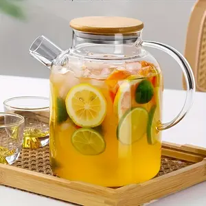 Clear Glass Teapot with Filter - Reusable, Microwave Safe, - Round Design, Ideal for Fruit Tea, Juices, And Beverages -, High-Temperature Resistant - Perfect Christmas, Halloween, Easter, Hanukkah, Thanksgiving Gift - Unpatterned
