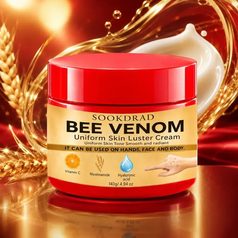 Bee Venom Uniform Skin Luster Cream, Vitamin C, Nicotinamide, Hyaluronic acid, uniform skin tone, smooth radiant, for hands face body, 140g/4.94oz