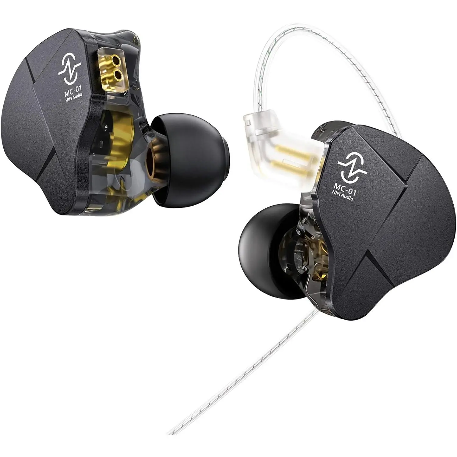 Ear Monitor, CCZ MC01 10MM Dual-Magnet Large DD Gaming Earbuds, Wired Earbuds,in Ear Monitor Headphones with 5N OFC Detachable Cable No Mic for Musicians Audiophile (Black, No MIC)