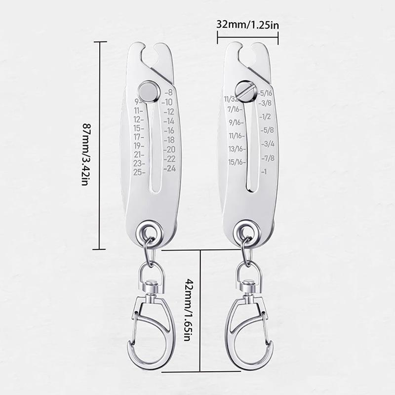 Portable Precise Thread Size Checker Keychain - Lightweight Mini Metal DIY Tool, Quick Hand Measuring Instrument for Bolt & Nut Identification, Durable Precise Measurements Tool