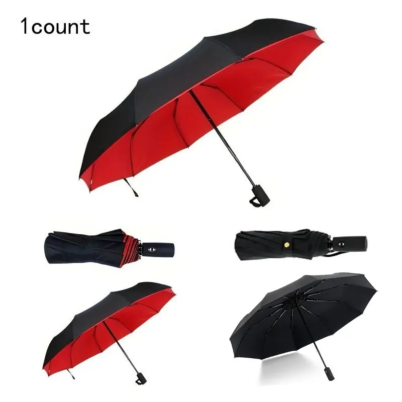 Windproof Double Layer Umbrella, Automatic Umbrella for Men and Women, 10 Ribs Strong Business Large Umbrella, Sunny and Rainy Days