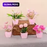 5-Count Mini Artificial Plants in Pink Pots, Faux Potted Plant Set, Home Decor Plants for Indoor Office Desktop and Windowsill Decor, Nordic-Style Decorative Fake Plant Ornaments #GLOBAL PICKS