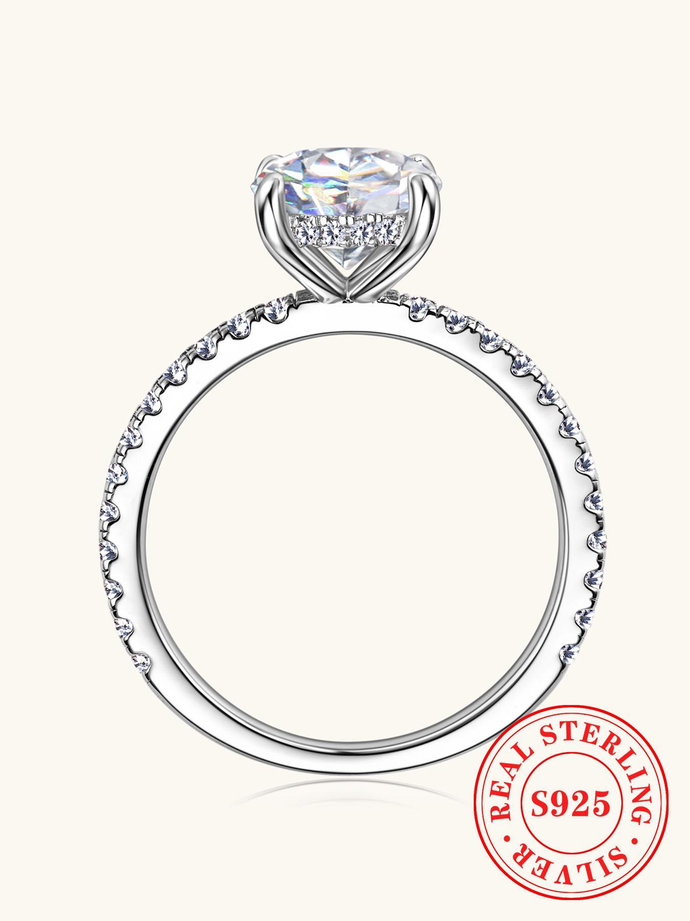 S925 Sterling Silver Ring, Luxury Wedding Engagement Ring for Women, Fashion Jewelry for Party, Daily Decor, Trendy All-match & Exquisite Jewelry for Birthday Gift