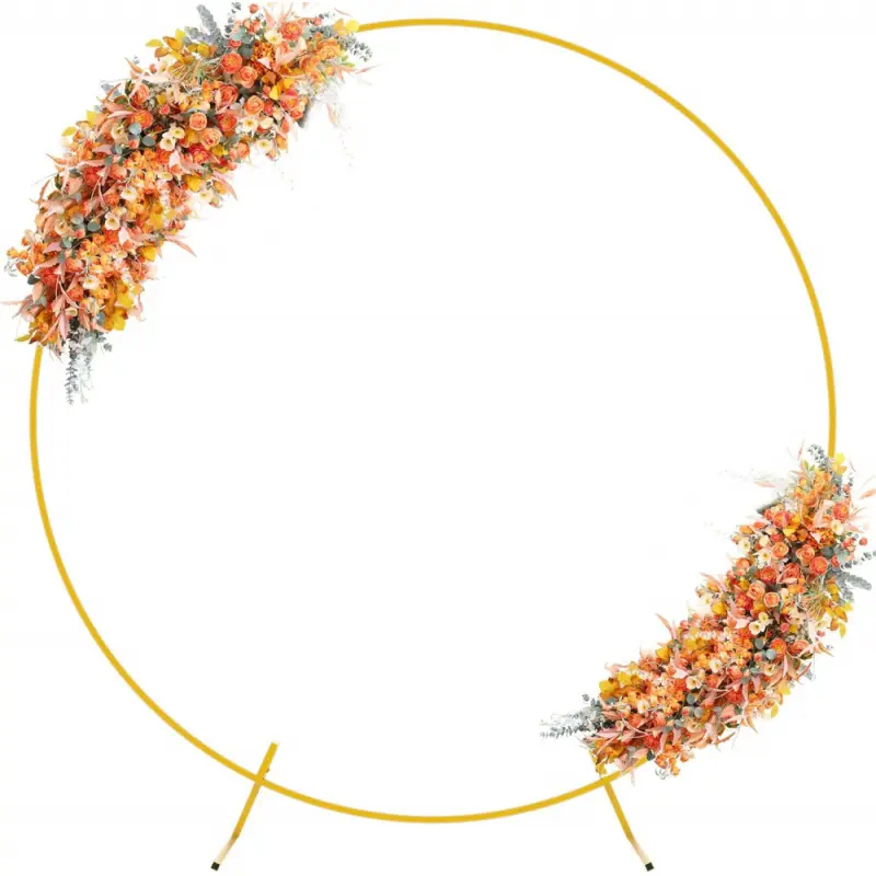 1 Pack Gold Round Wedding Arch, Metal Gold Round Backdrop Stand, Circular Balloon Arch Frame for Wedding Ceremonies, Anniversaries, Birthday Parties & Graduation Photoshoot
