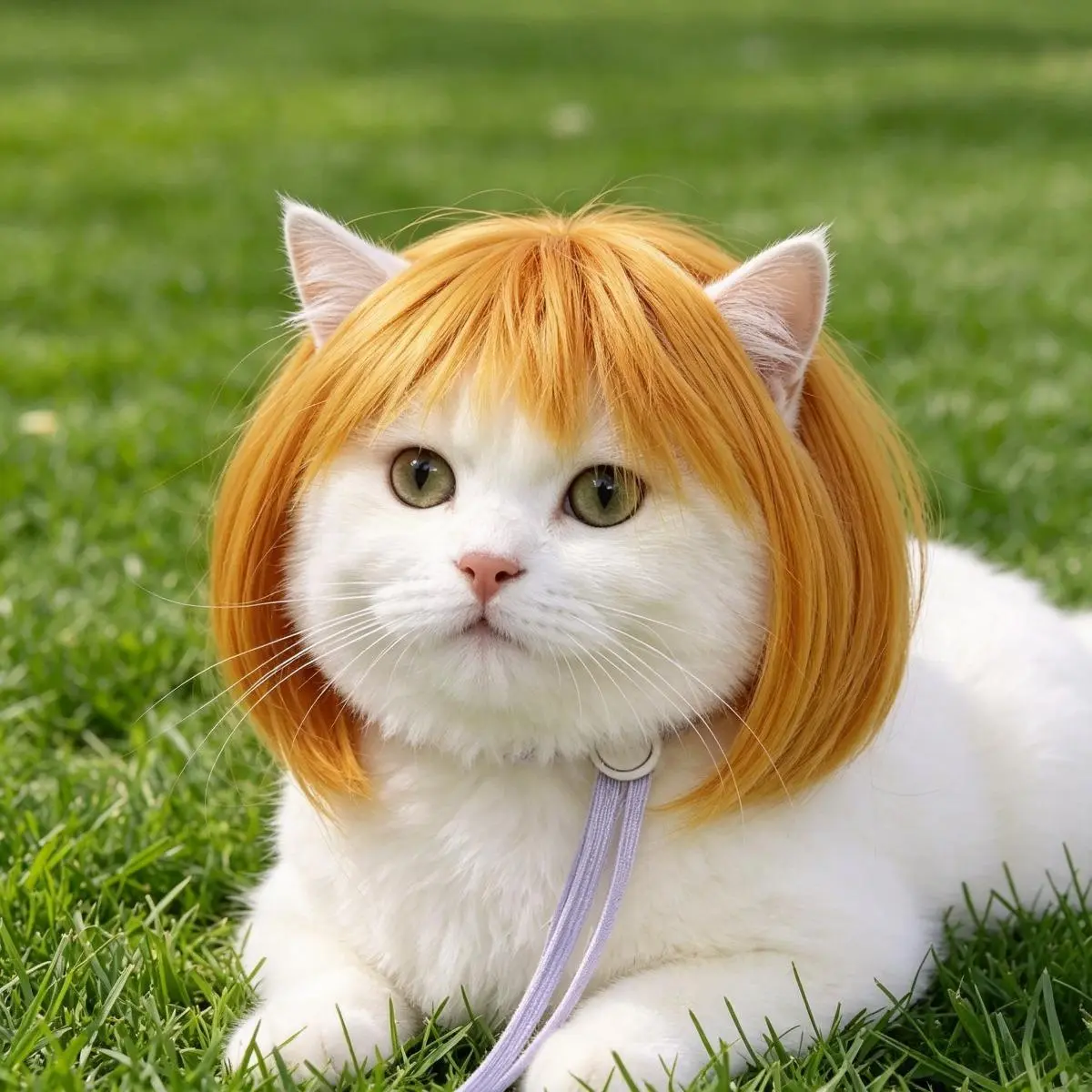 This playful short hair wig doubles as a soft headband for dogs and cats.  Lightweight and snug to wear, it is a fun daily decor and a wonderful Valentine's Day present for furry companions.