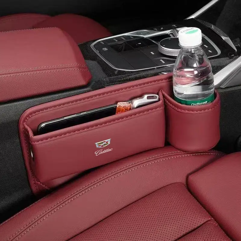 Car Seat Gap Organizer Multifunction Console Crevice Filler Side Storage Box with Cup Holder For Cadillac Escalade CTS DTS STS XTS ATS BLS SLS Deville CT5 CT6 XT5 XT6