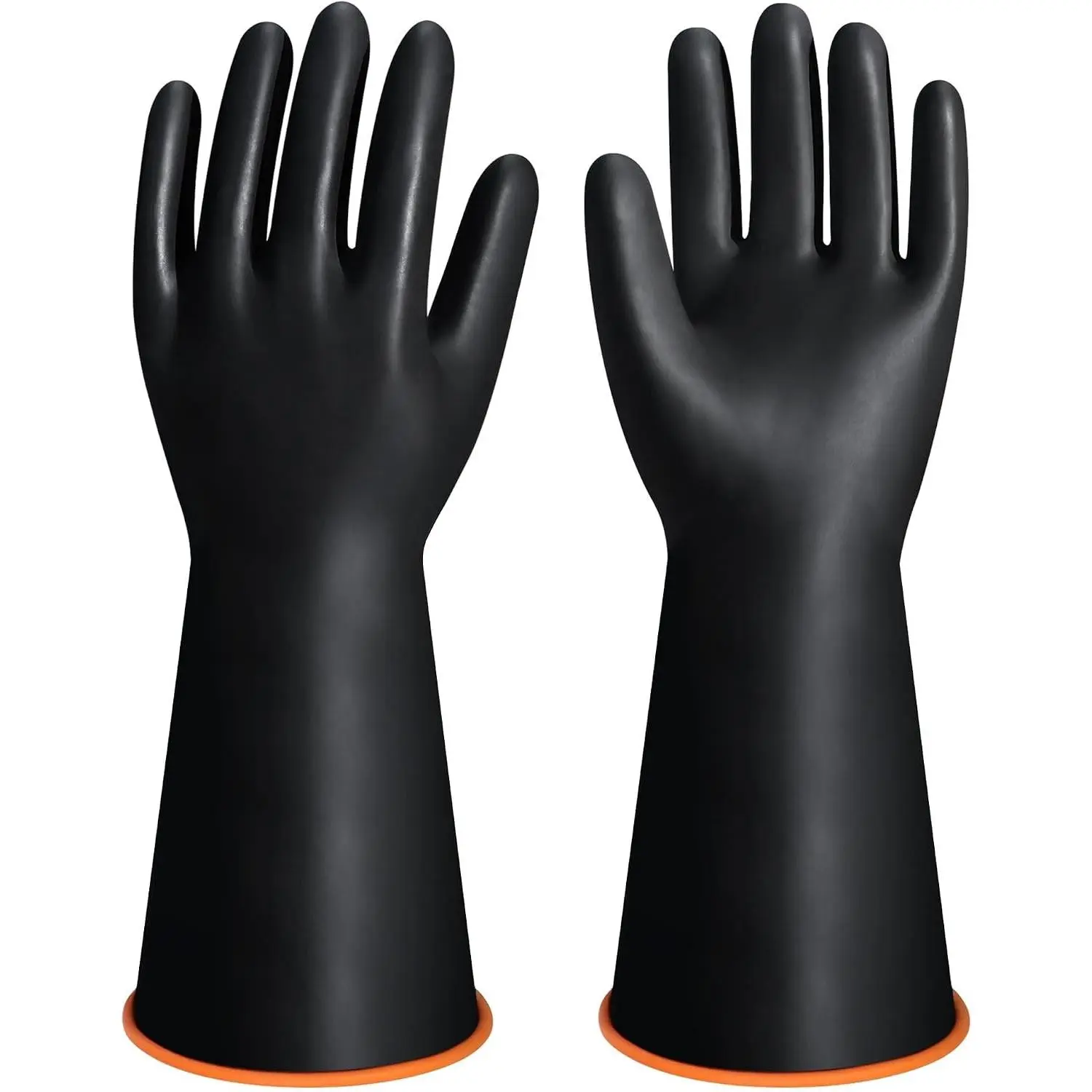 14" XL Size Latex Chemical Resistant Gloves, Reusable Heavy Duty Long Rubber Gloves Dishwashing Glove, Industrial Safety Gloves for Men, Forearm Protection Waterproof Resist Strong Acid, Alkali, Oil