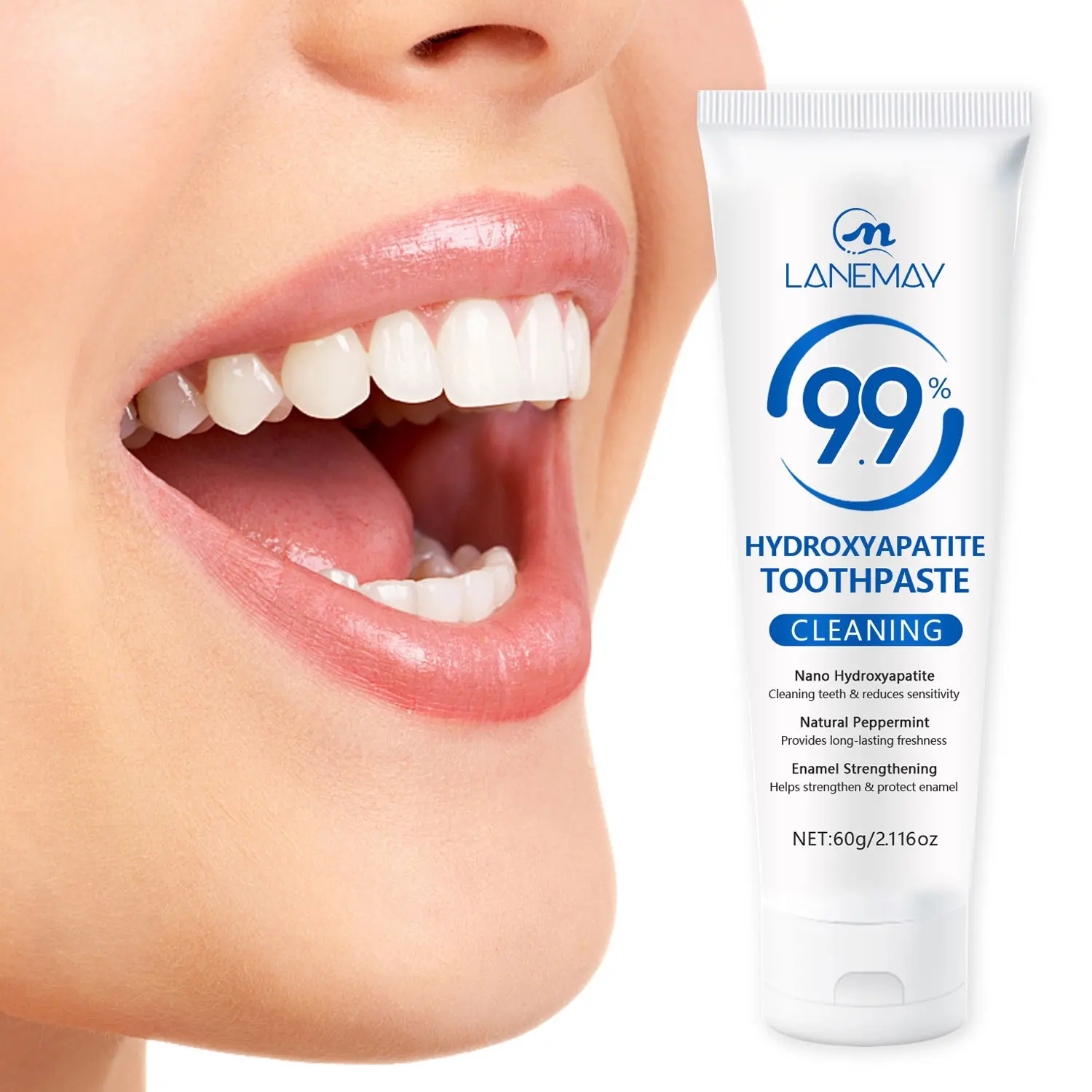 2.116oz - Peppermint Whitening - Hydroxyapatite & Nicotinamide Blend - Deep Cleaning & Fresh Breath - Comprehensive Gum Protection - Niacinamide Toothpaste - Sensitive Toothpaste - Oral Cleansing Toothpaste