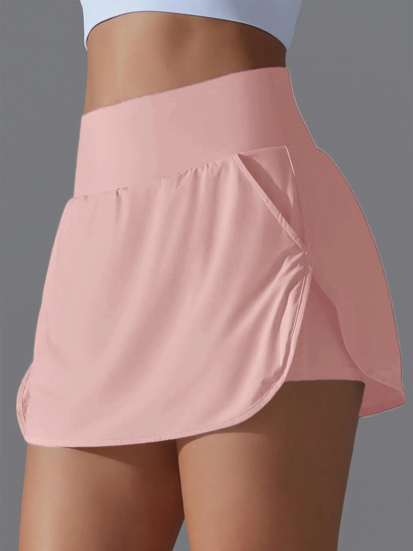 Women's Ice-Cool Quick-Dry Tennis Skirt High-Waisted Sports Golf Pants Running Casual Skirt, Summer Fitted Plain Style Sports Skort, Casual Sporty Skort, High Waisted Skorts