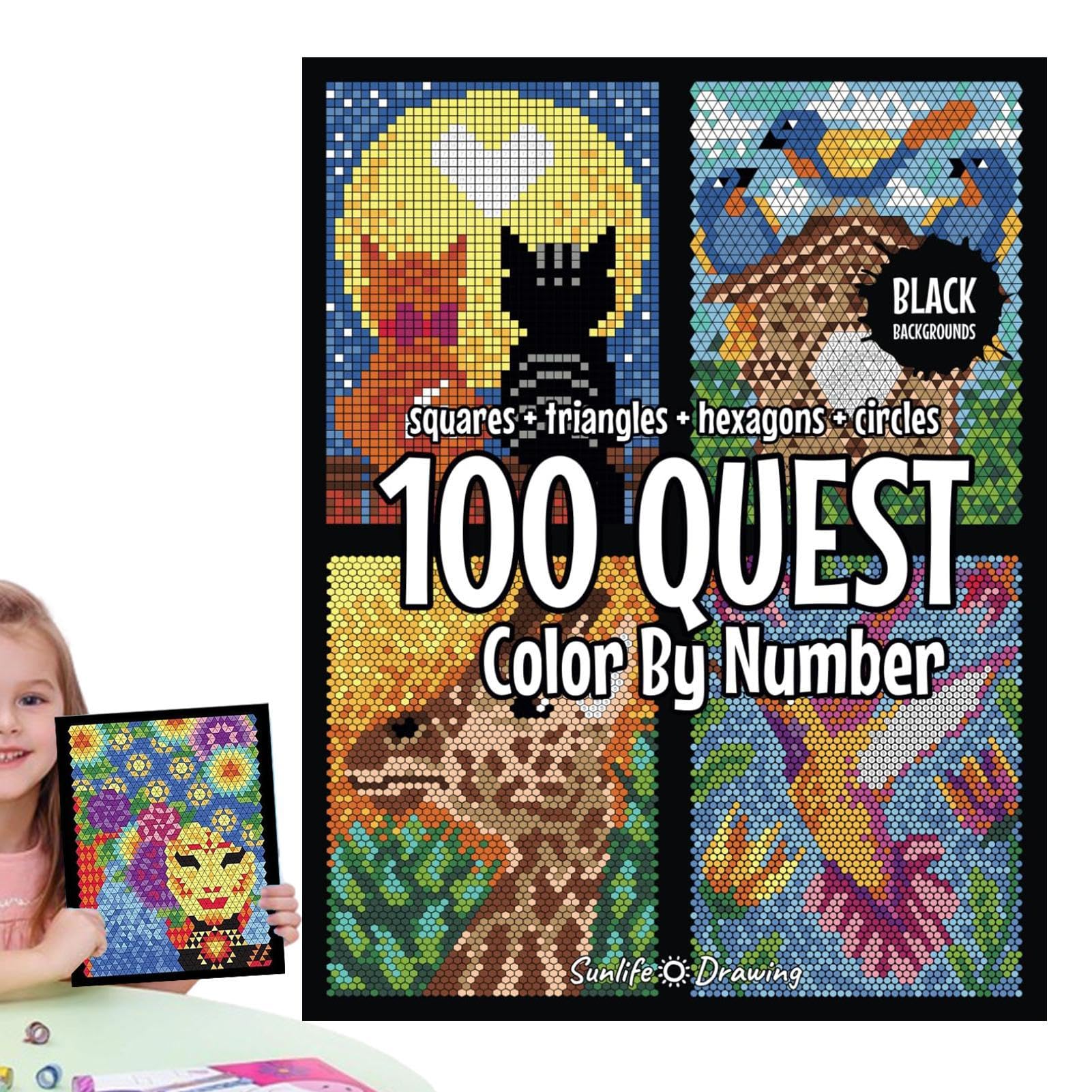 100 Questt Color-by-Number Book, 1 Count Large-Print Color-by-Number Coloring Book, Party Gift for Adults #GLOBAL PICKS